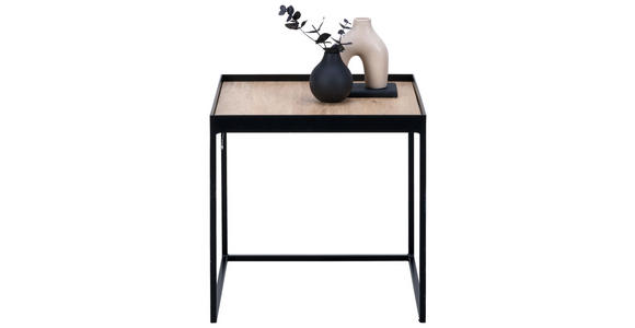 COUCHTISCH in Holz, Metall 38/38/54 cm - Eichefarben/Schwarz, MODERN, Holz/Metall (38/38/54cm) - Novel