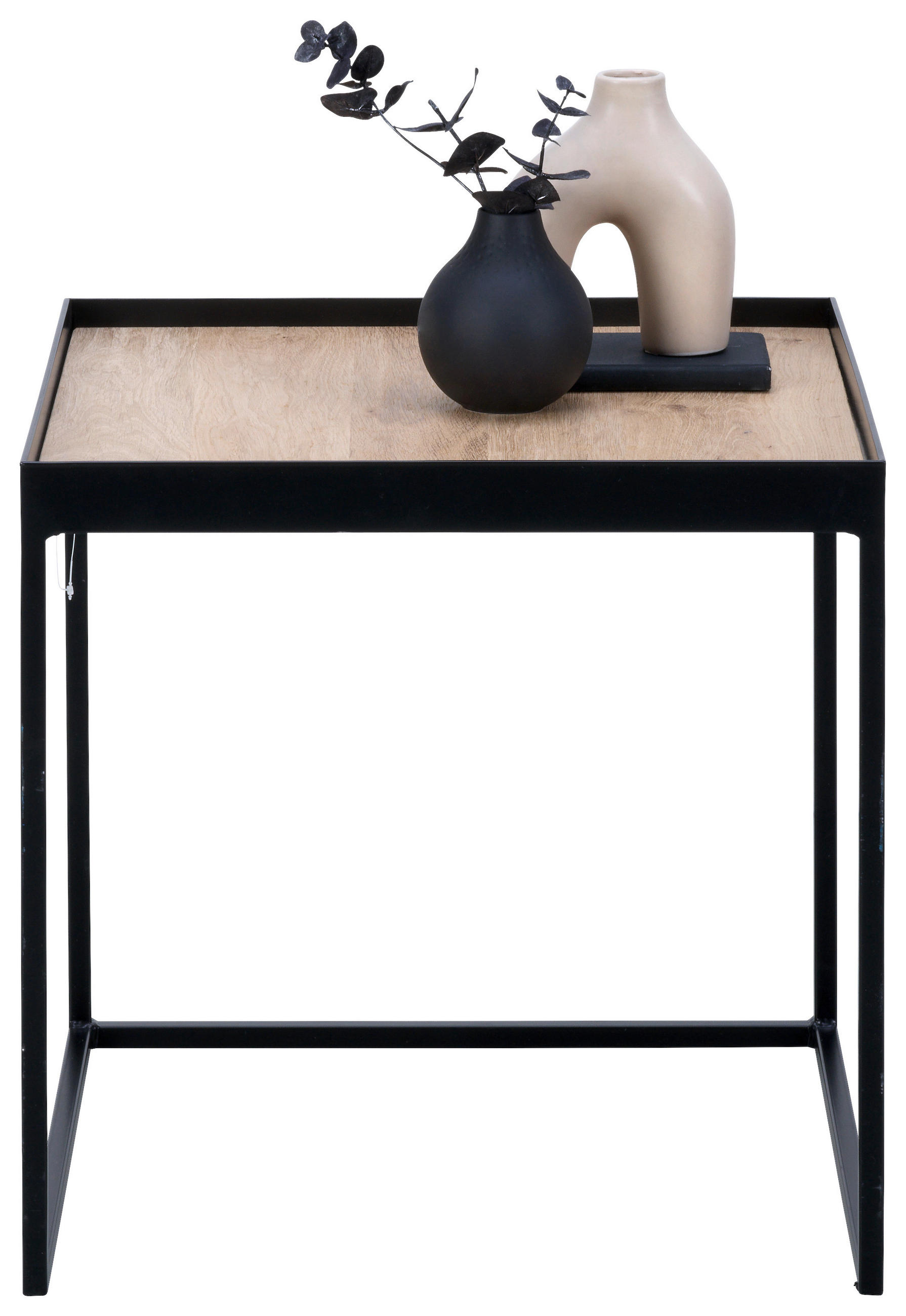 COUCHTISCH in Holz, Metall 38/38/54 cm  - Eichefarben/Schwarz, MODERN, Holz/Metall (38/38/54cm) - Novel