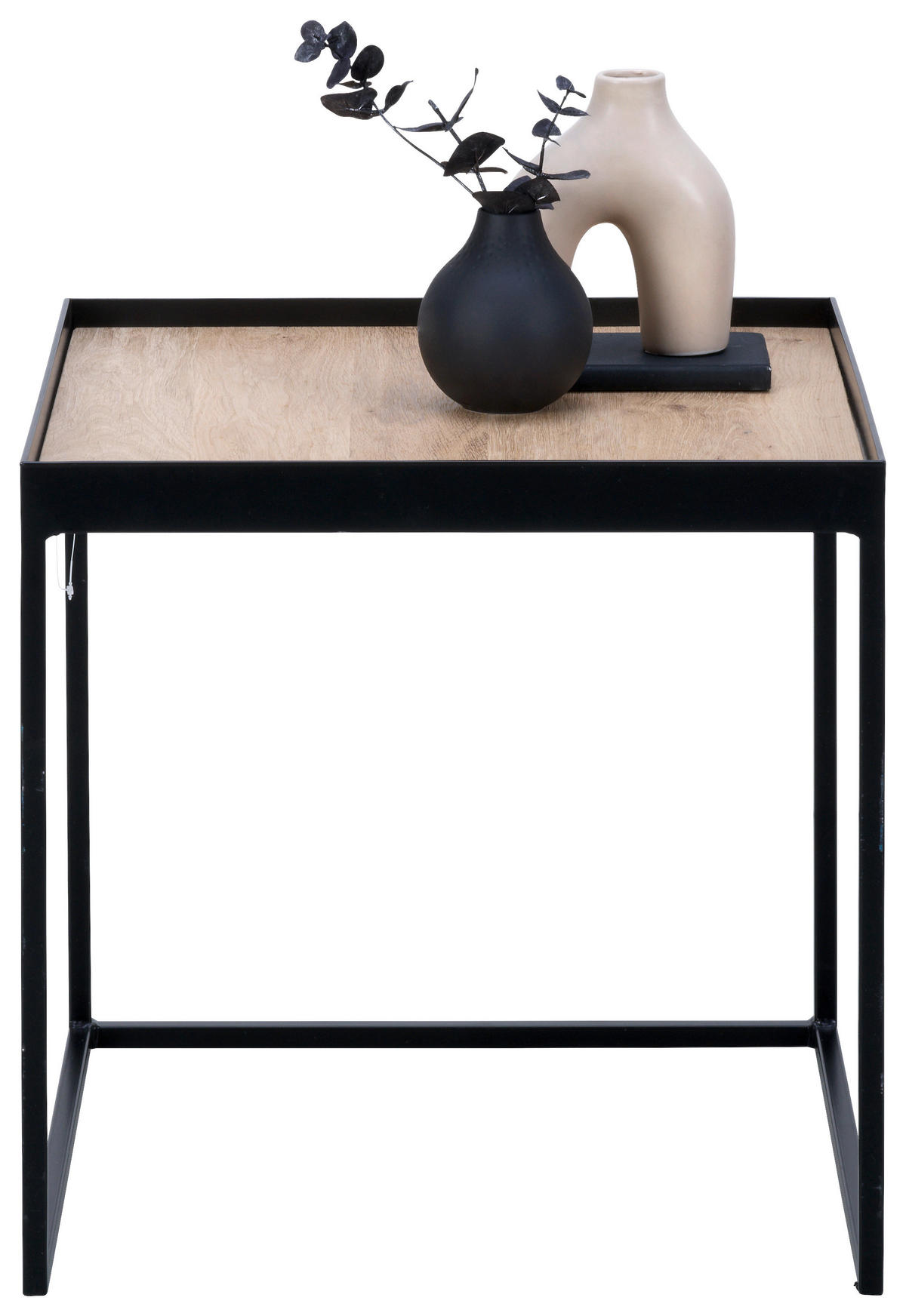 COUCHTISCH in Holz, Metall 38/38/54 cm  - Eichefarben/Schwarz, MODERN, Holz/Metall (38/38/54cm) - Novel