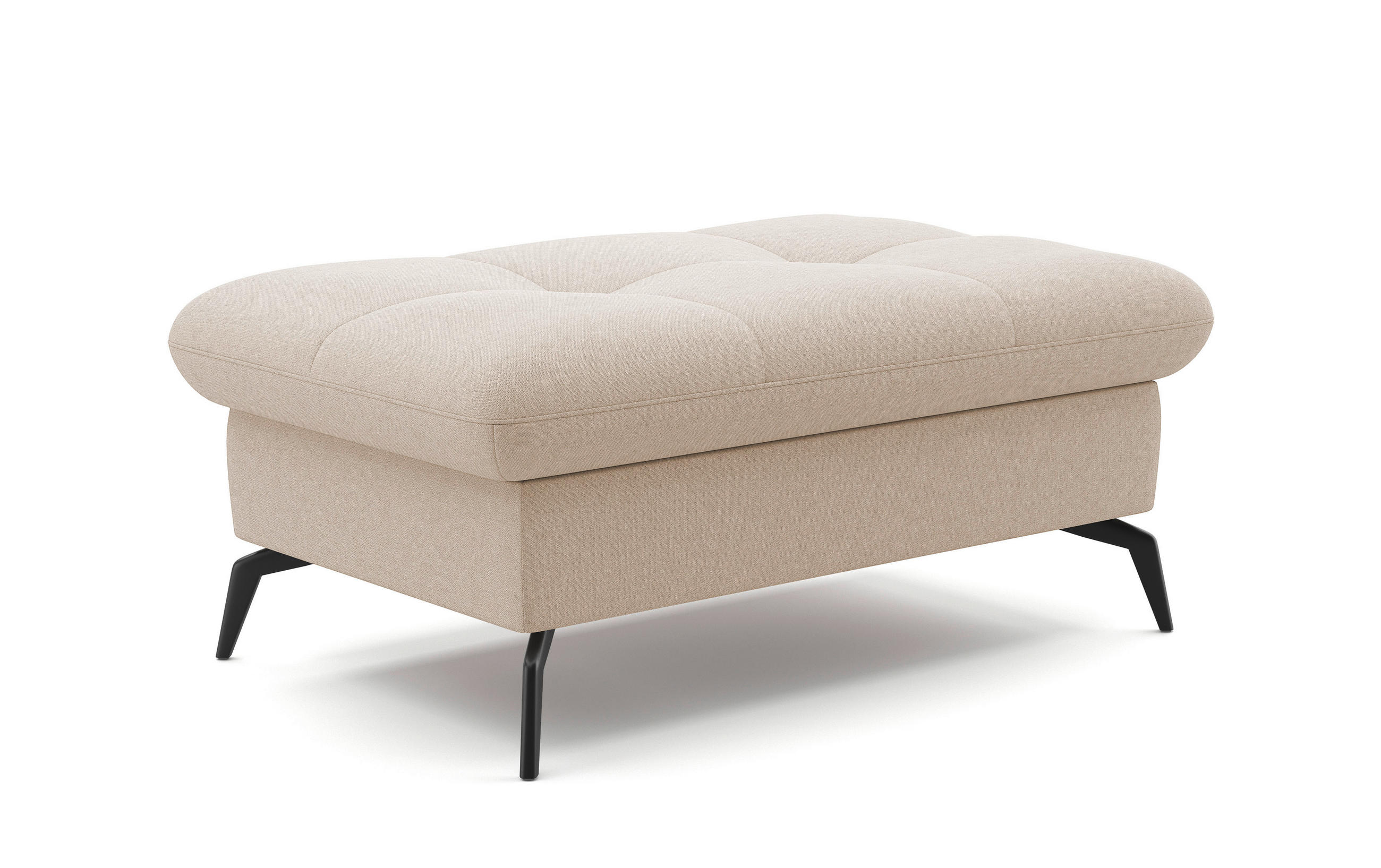 HOCKER Flachgewebe Creme  - Creme/Schwarz, KONVENTIONELL, Textil/Metall (102/47/69cm) - Sit & More