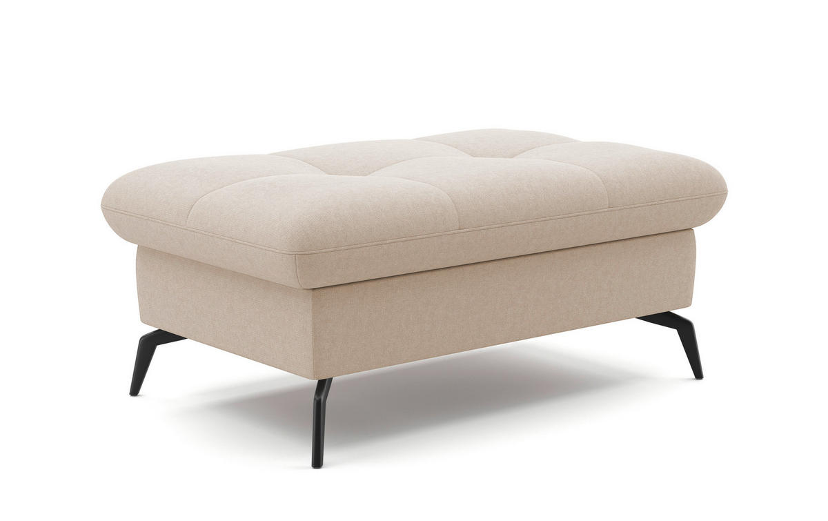 HOCKER in Textil Creme  - Creme/Schwarz, KONVENTIONELL, Textil/Metall (102/47/69cm) - Sit & More