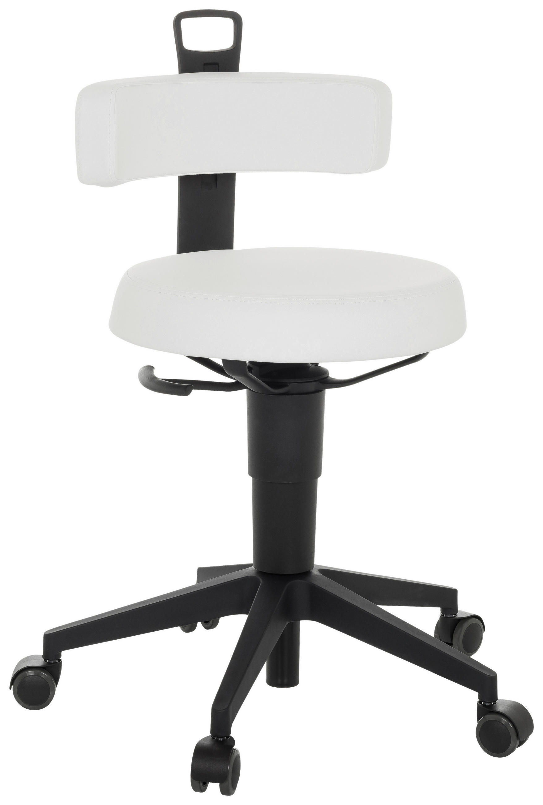 KONTORSPALL  vit  - vit/svart, Basics, läder/plast (40/74-86/46cm) - MID.YOU