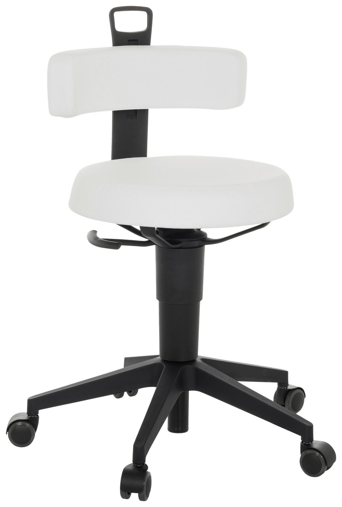 KONTORSPALL  vit  - vit/svart, Basics, läder/plast (40/74-86/46cm) - MID.YOU