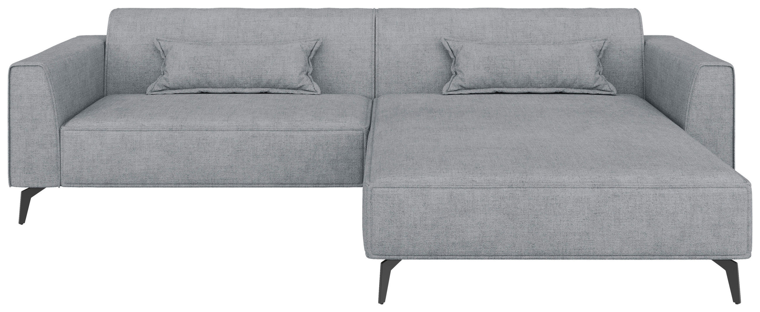 ECKSOFA Chenille Grau  - Hellbraun/Schwarz, Modern, Textil/Metall (300/190cm) - Carryhome