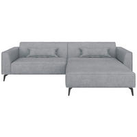 ECKSOFA Chenille Grau  - Hellbraun/Schwarz, Modern, Textil/Metall (300/190cm) - Carryhome