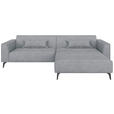 ECKSOFA  in Chenille Grau Rückenkissen  300/190 cm  - Hellbraun/Schwarz, MODERN, Textil/Metall (300/190cm) - Carryhome