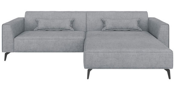 ECKSOFA  in Chenille Grau Rückenkissen  300/190 cm  - Hellbraun/Schwarz, MODERN, Textil/Metall (300/190cm) - Carryhome