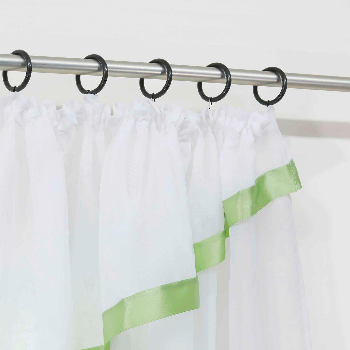KURZGARDINE   300/100 cm   - Weiß/Grün, Basics, Textil (300/100cm)