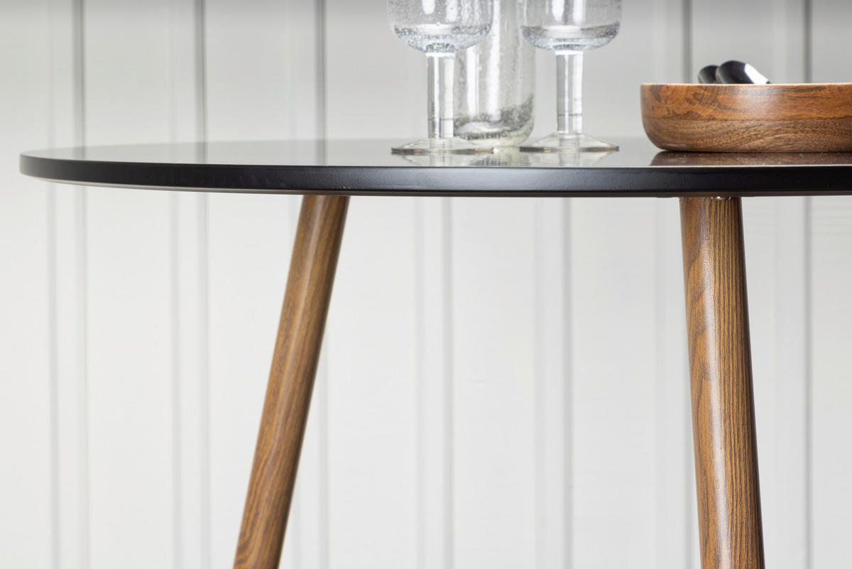 ESSTISCH in Metall, Holzwerkstoff 90/90/75 cm  - Hellbraun/Schwarz, Design, Holzwerkstoff/Metall (90/90/75cm) - Livetastic