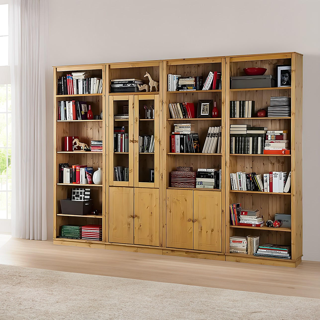 OBÝVACÍ STĚNA, barvy borovice - barvy borovice, Design, dřevo/sklo (296/223/34cm) - Livetastic