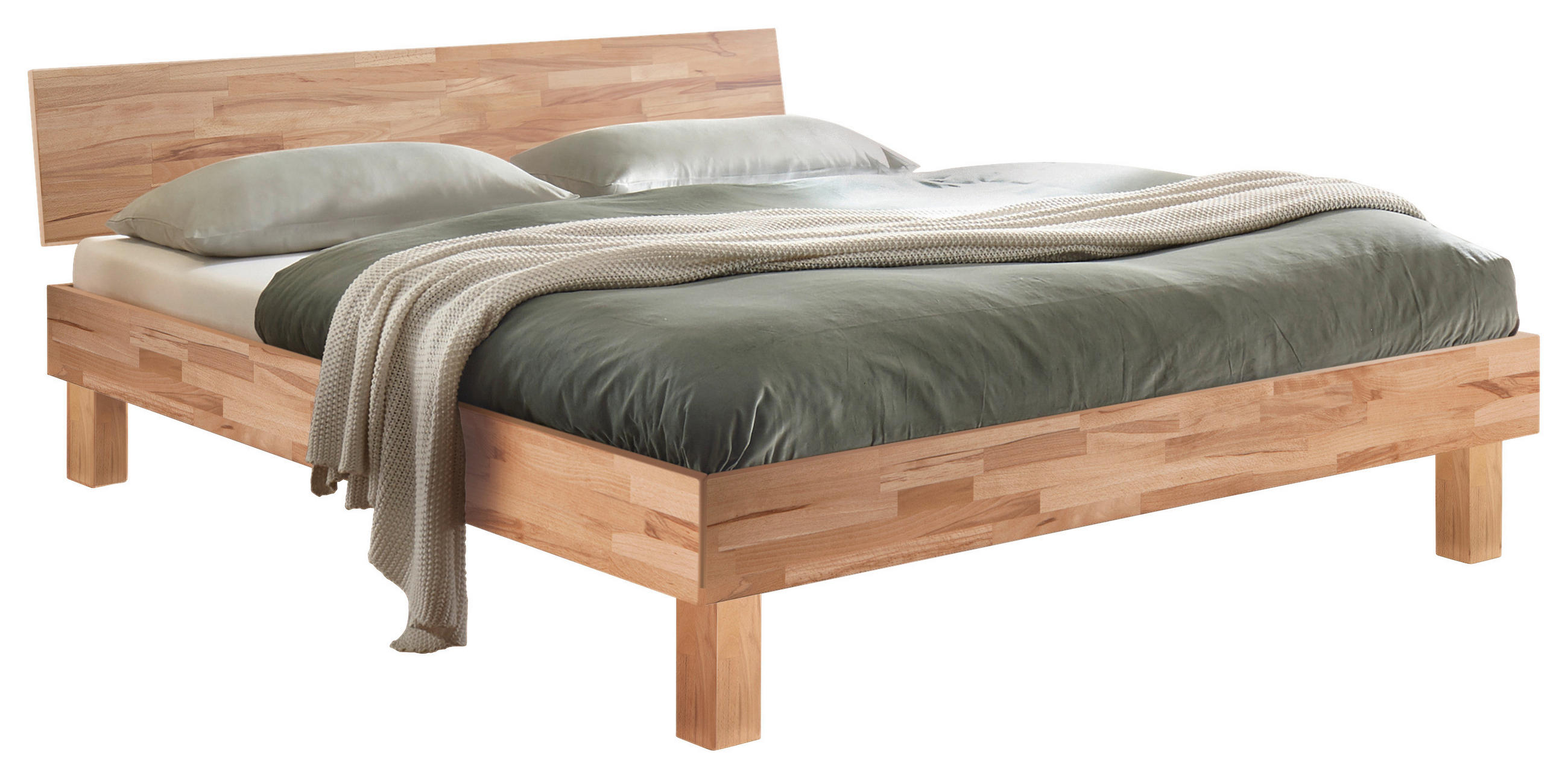 BETT 90/200 cm  in Kernbuche  - Buchefarben/Kernbuche, Natur, Holz (90/200cm) - Hasena