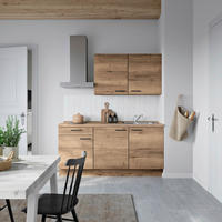 KÜCHENBLOCK 180 cm   in Eiche dunkel  - Eiche dunkel/Eichefarben, MODERN, Holzwerkstoff/Metall (180cm) - Nobilia