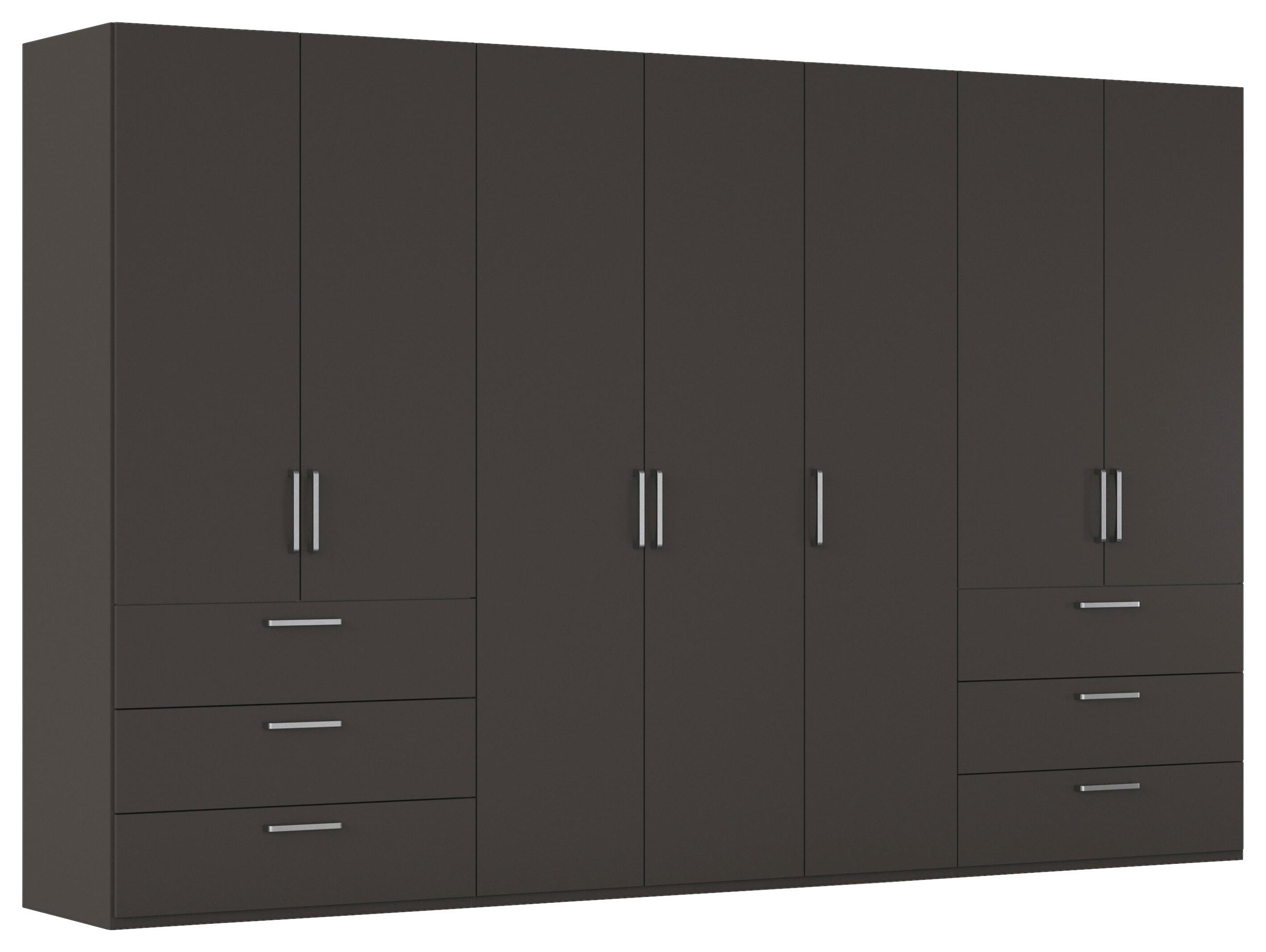 DREHTÜRENSCHRANK 350/235/61 cm,  in Graphitfarben, 7-türig  - Edelstahlfarben/Graphitfarben, Basics, Holzwerkstoff/Metall (350/235/61cm) - Novel