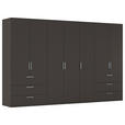DREHTÜRENSCHRANK 350/223/61 cm,  in Graphitfarben, 7-türig  - Edelstahlfarben/Graphitfarben, Basics, Holzwerkstoff/Metall (350/223/61cm) - Novel