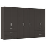 DREHTÜRENSCHRANK 350/223/61 cm,  in Graphitfarben, 7-türig  - Edelstahlfarben/Graphitfarben, Basics, Holzwerkstoff/Metall (350/223/61cm) - Novel