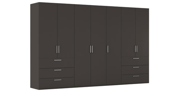 DREHTÜRENSCHRANK 350/223/61 cm,  in Graphitfarben, 7-türig  - Edelstahlfarben/Graphitfarben, Basics, Holzwerkstoff/Metall (350/223/61cm) - Novel