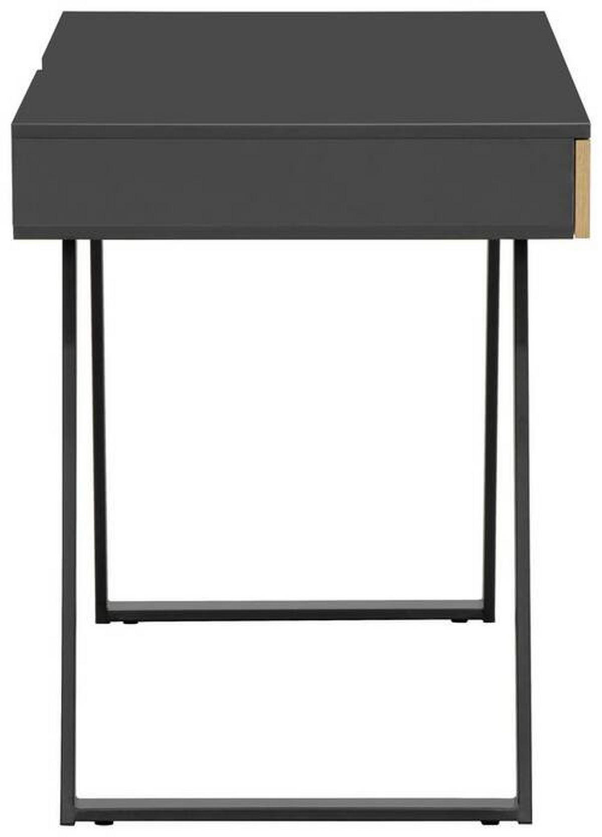 SCHREIBTISCH 140/60/76 cm, Grau, Eichefarben, Kabeldurchlass, Stauraum  - Eichefarben/Grau, MODERN, Holzwerkstoff/Metall (140/60/76cm) - MID.YOU
