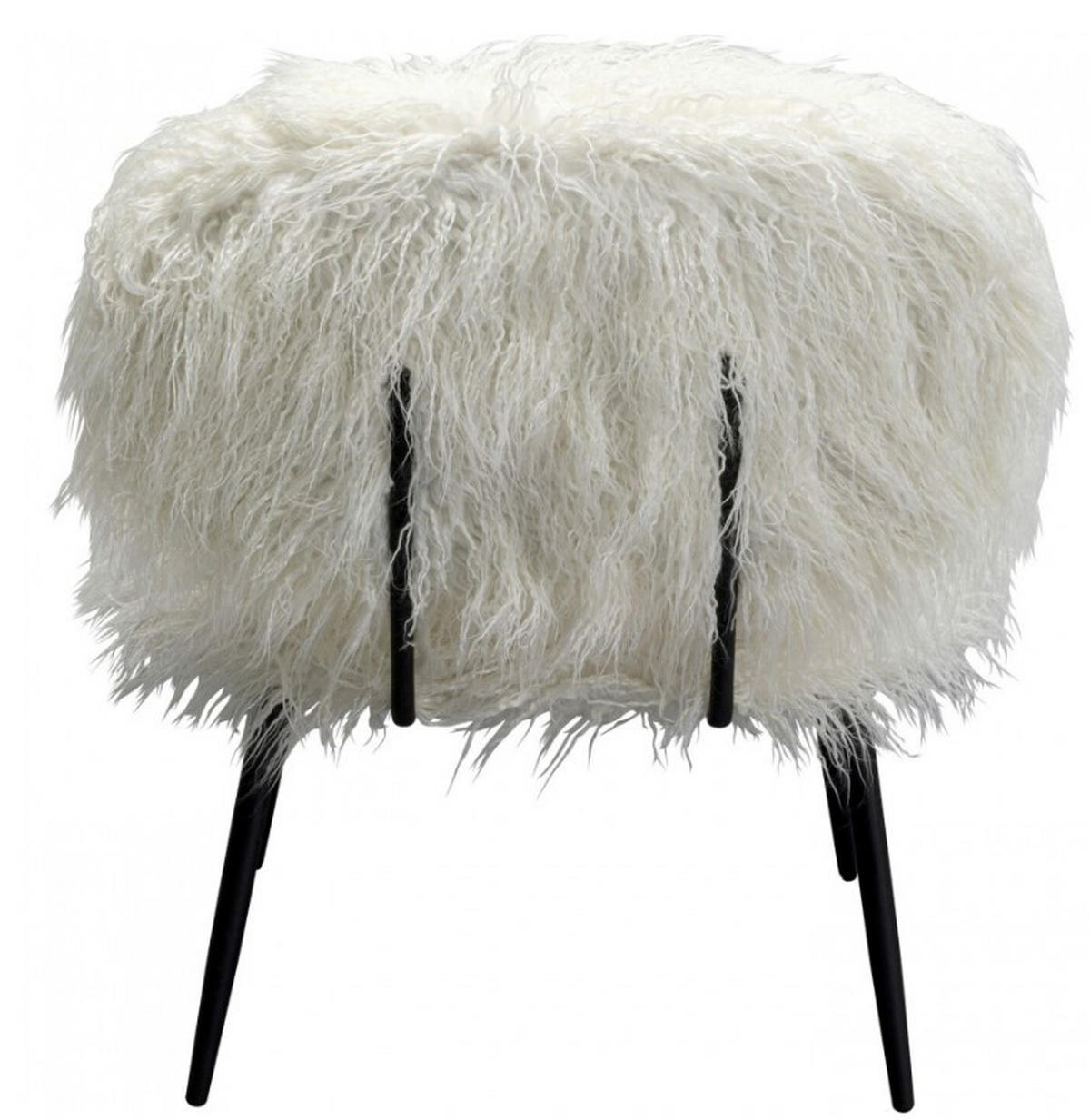 STUHL Schwarz, Weiß  - Schwarz/Weiß, Design, Fell/Metall (63/78/67cm) - Kare-Design