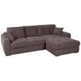 ECKSOFA in Mikrofaser Braun 276/193 cm - Chromfarben/Braun, MODERN, Kunststoff/Textil (276/193cm) - Hom`in