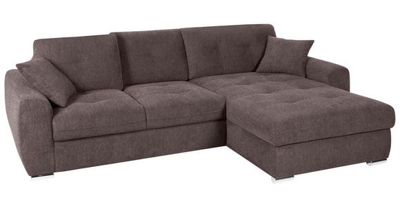 ECKSOFA in Mikrofaser Braun 276/193 cm - Chromfarben/Braun, MODERN, Kunststoff/Textil (276/193cm) - Hom`in