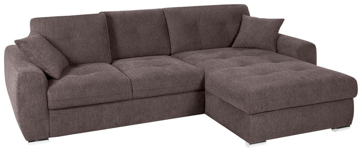 ECKSOFA in Mikrofaser Braun  276/193 cm  - Chromfarben/Braun, MODERN, Kunststoff/Textil (276/193cm) - Hom`in