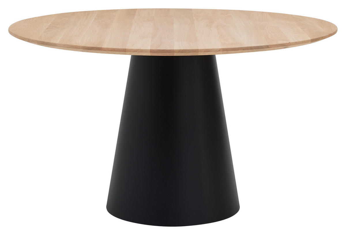 ESSTISCH 115/115/76 cm Echtholz  Holz in verschiedenen Größen erhältlich, Variantenauswahl, Gestellauswahl rund Schwarz, Eichefarben  - Eichefarben/Schwarz, Design, Holz/Metall (115/115/76cm) - Musterring