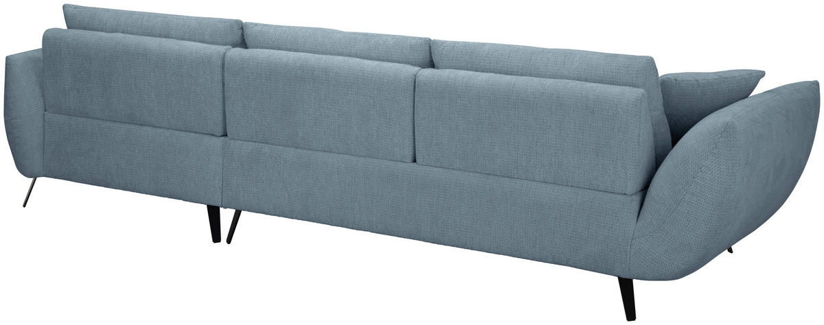 ECKSOFA Blaugrau Chenille Armlehnenkissen, Rücken echt, Sitztiefenverstellung  - Blaugrau/Schwarz, KONVENTIONELL, Textil/Metall (215/313cm) - Hom`in