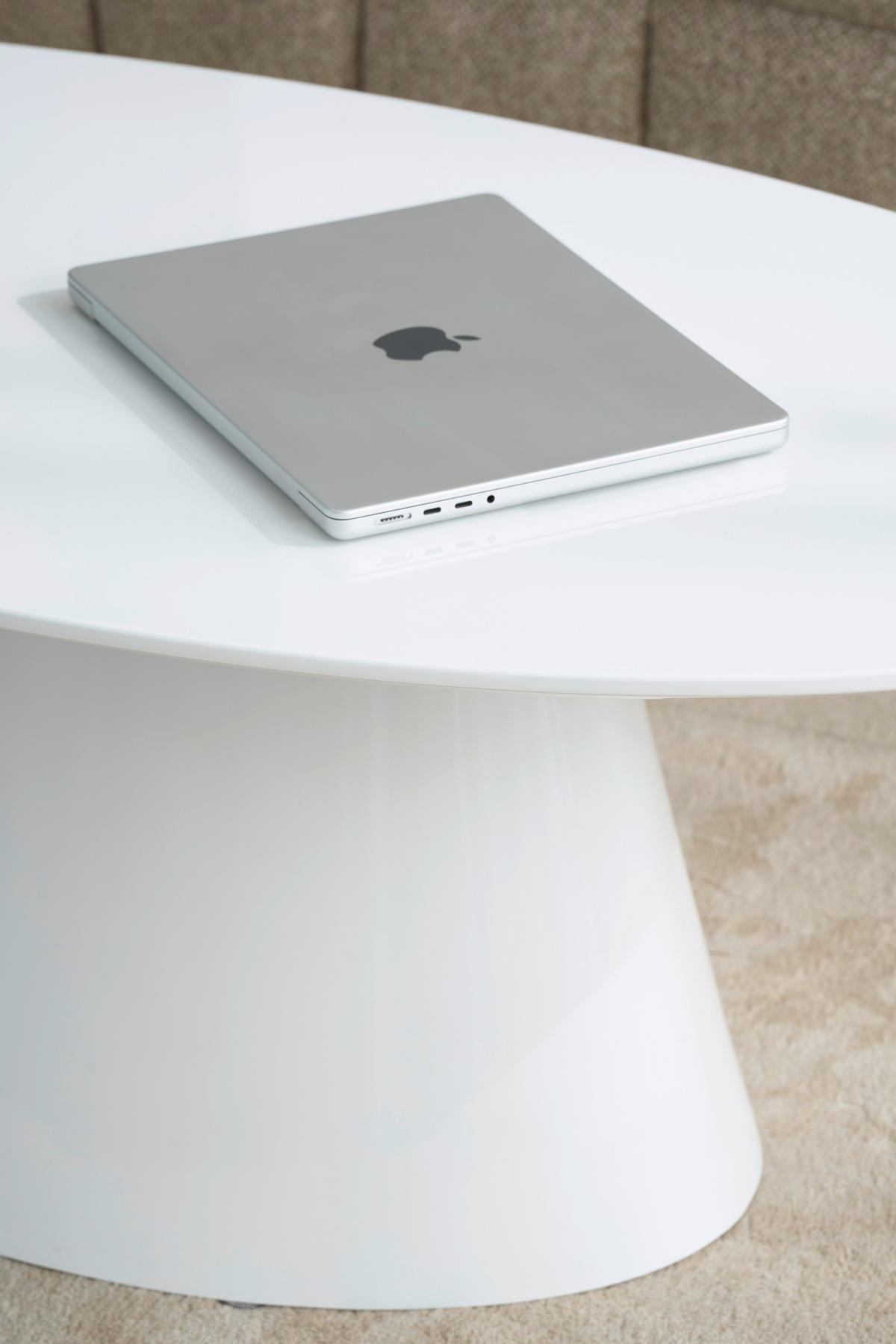 COUCHTISCH 110/60/40 cm oval Weiß Hochglanz  - Weiß Hochglanz, Basics, Holzwerkstoff (110/60/40cm) - MID.YOU