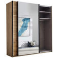 SCHWEBETÜRENSCHRANK 215/225,5/60,5 cm 2-türig Eichefarben  - Eichefarben/Schwarz, MODERN, Glas/Holzwerkstoff (215/225,5/60,5cm) - Xora