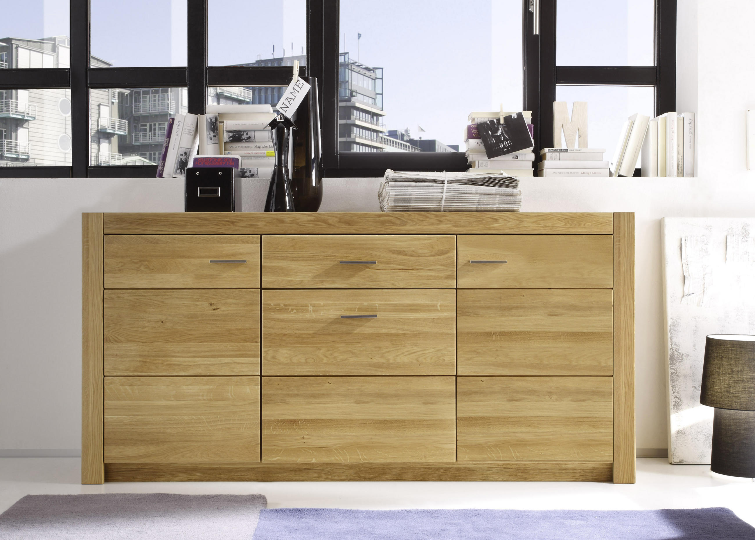 SIDEBOARD  in 163/80/42 cm  - Eichefarben/Silberfarben, KONVENTIONELL, Holz/Holzwerkstoff (163/80/42cm) - Livetastic