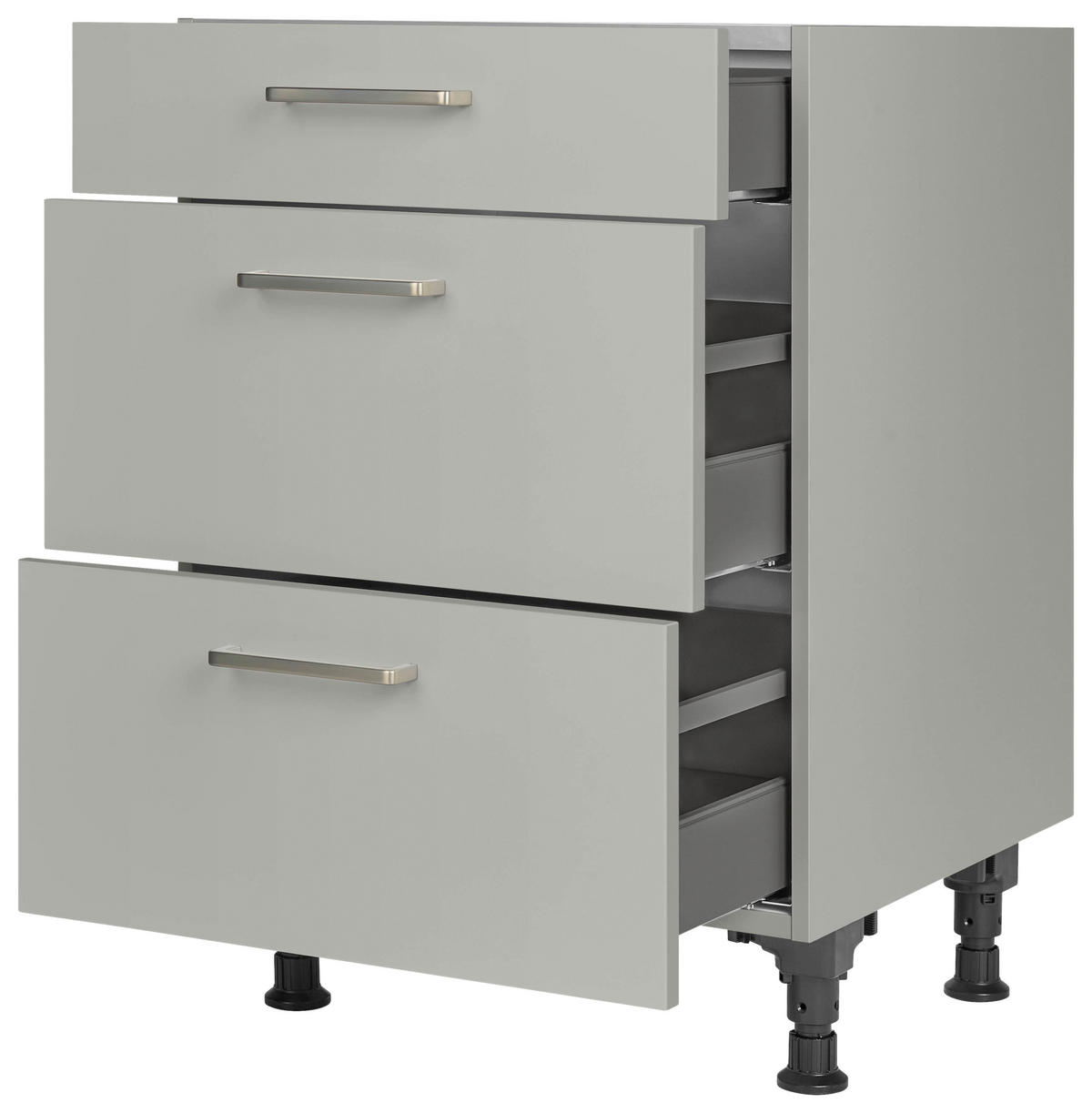 SCHUBKASTENUNTERSCHRANK 60/87/56 cm  in Grau  - Edelstahlfarben/Grau, MODERN, Holzwerkstoff/Metall (60/87/56cm) - Nobilia