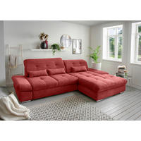 ECKSOFA Chenille Rot  - Chromfarben/Rot, Modern, Textil/Metall (300/196cm) - Livetastic