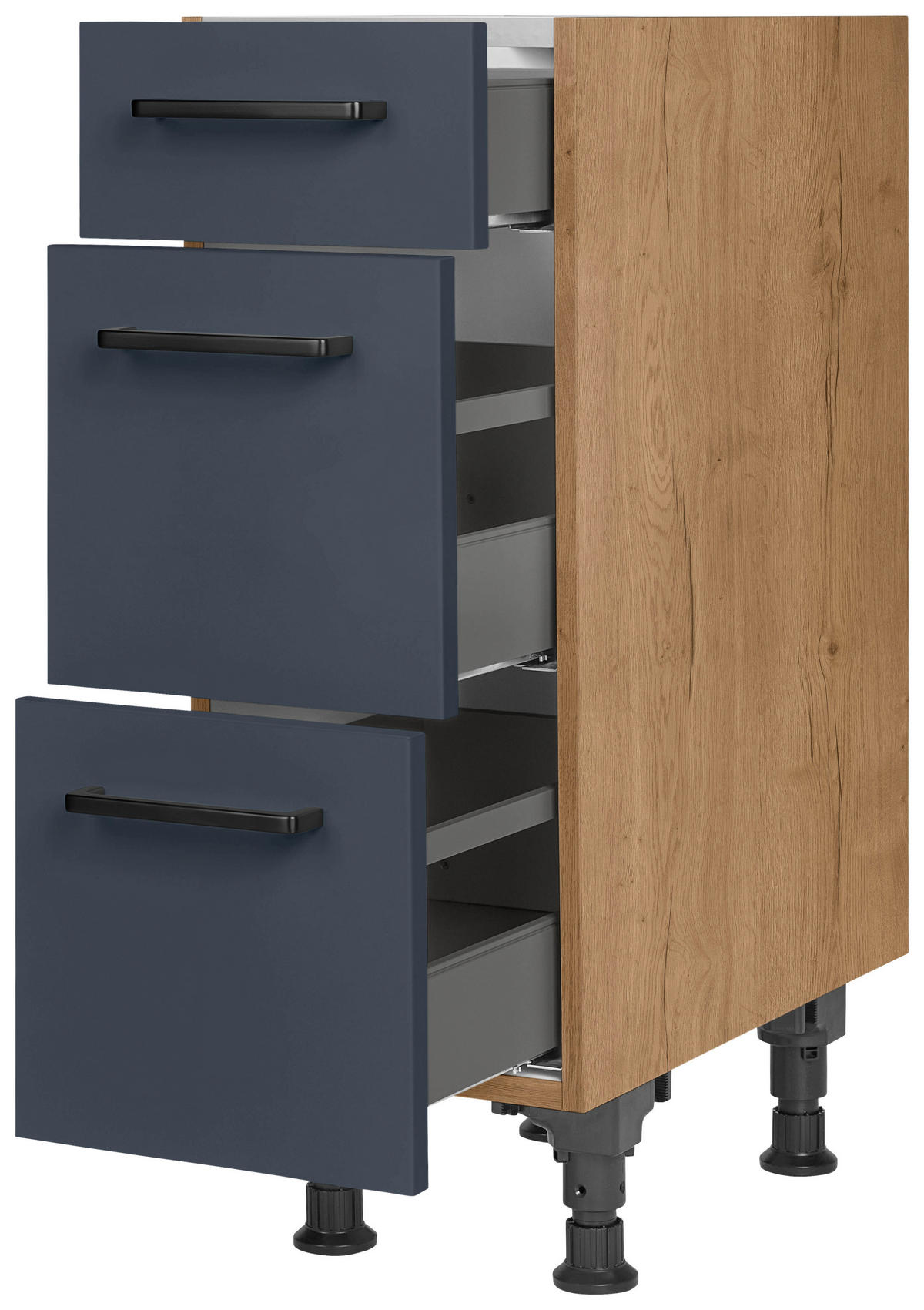 SCHUBKASTENUNTERSCHRANK 30/87/56 cm  in Blau, Eichefarben  - Blau/Eichefarben, MODERN, Holzwerkstoff/Metall (30/87/56cm) - Nobilia
