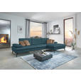 ECKSOFA in Echtleder Blau  - Blau/Schwarz, Design, Leder/Metall (325/157cm) - Dieter Knoll