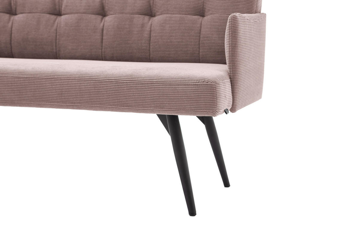 SITZBANK in Textil Altrosa  - Schwarz/Altrosa, Design, Textil/Metall (206/85/69cm) - Johann Jakob