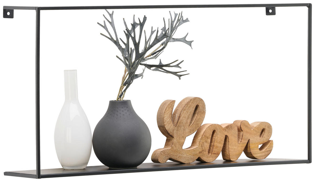 WANDREGAL 60/30/12 cm  - Schwarz, Trend, Metall (60/30/12cm) - Landscape