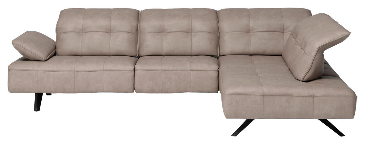 ECKSOFA in Echtleder Graubraun  - Anthrazit/Graubraun, Design, Leder/Metall (289/229cm) - Joop!
