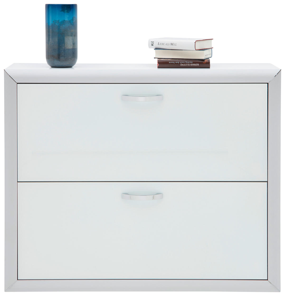 SCHUHSCHRANK Weiß, Alufarben  - Alufarben/Weiß, Design, Glas/Holzwerkstoff (109/89/35cm) - Dieter Knoll