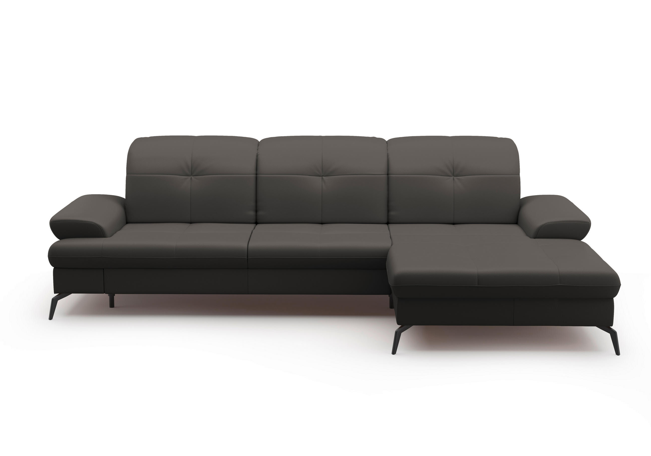 ECKSOFA Anthrazit Kombination Echtleder/Stoff Vliesstoff  - Anthrazit/Schwarz, KONVENTIONELL, Leder/Textil (279/185cm) - Sit & More