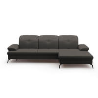 ECKSOFA in Echtleder Anthrazit  279/185 cm  - Anthrazit/Schwarz, KONVENTIONELL, Leder/Metall (279/185cm) - Sit & More