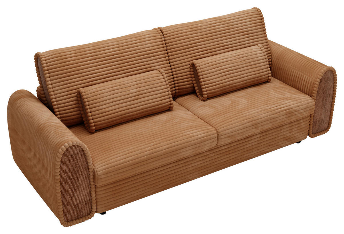 SCHLAFSOFA in Cord, Feincord Rostfarben, Hellbraun  - Hellbraun/Rostfarben, Konventionell, Kunststoff/Textil (240/83/116cm) - Carryhome