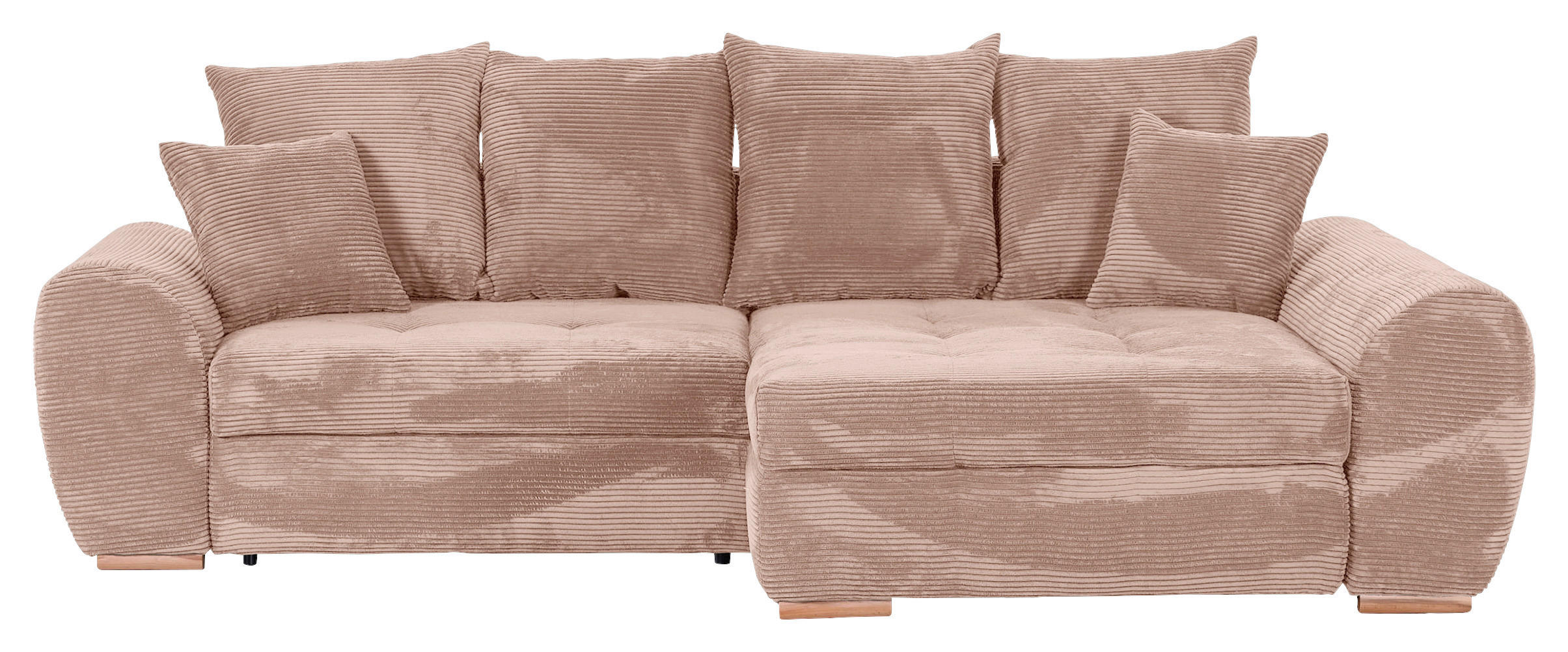 ECKSOFA Altrosa Cord - Eichefarben/Altrosa, KONVENTIONELL, Holz/Textil (276/177cm) - Carryhome