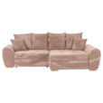 ECKSOFA Altrosa Cord  - Eichefarben/Altrosa, KONVENTIONELL, Holz/Textil (276/177cm) - Carryhome