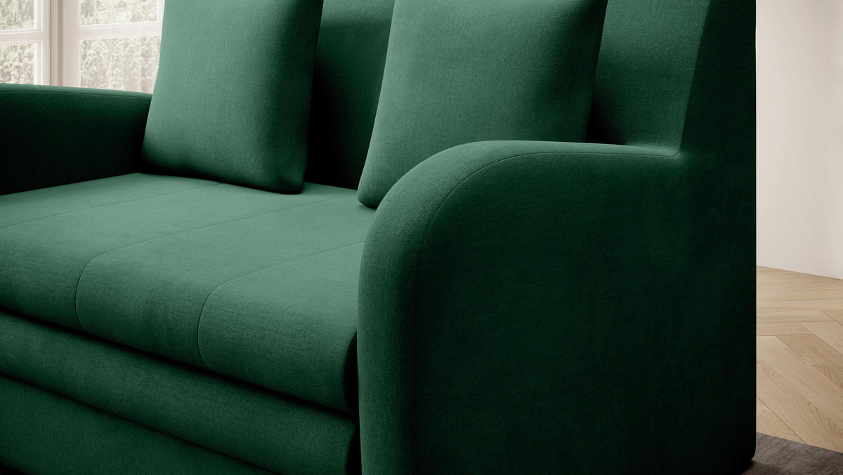 SCHLAFSOFA Samt Grün  - Schwarz/Grün, Design, Kunststoff/Textil (244/97/97cm) - MID.YOU
