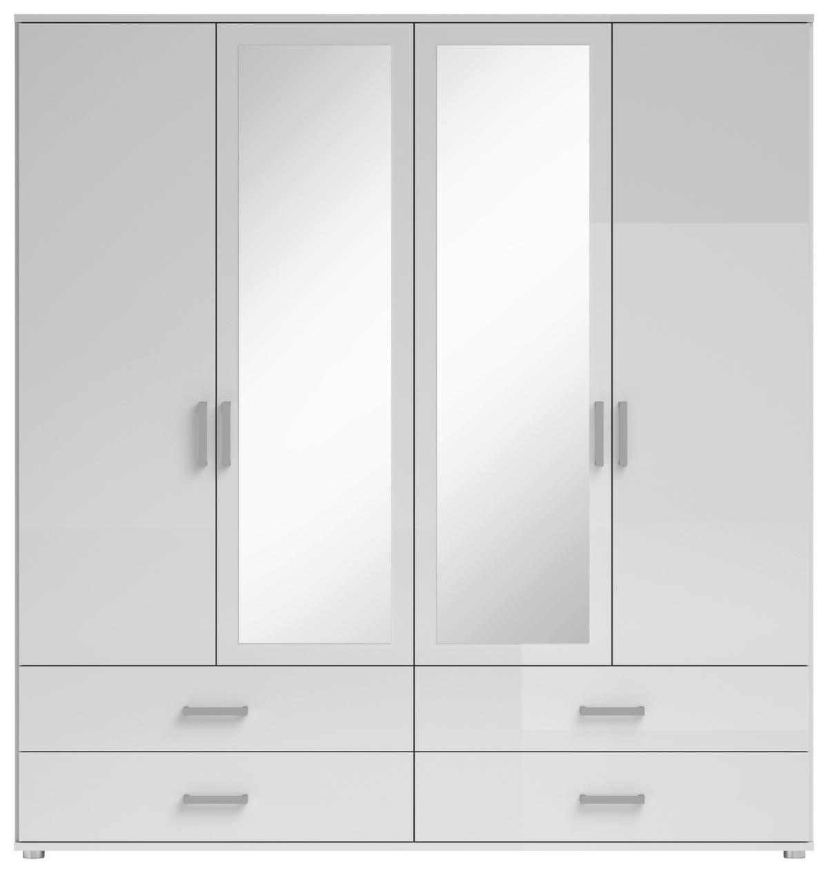 KLEIDERSCHRANK  in Weiß  - Alufarben/Weiß, KONVENTIONELL, Glas/Holzwerkstoff (180/190/51cm) - Carryhome