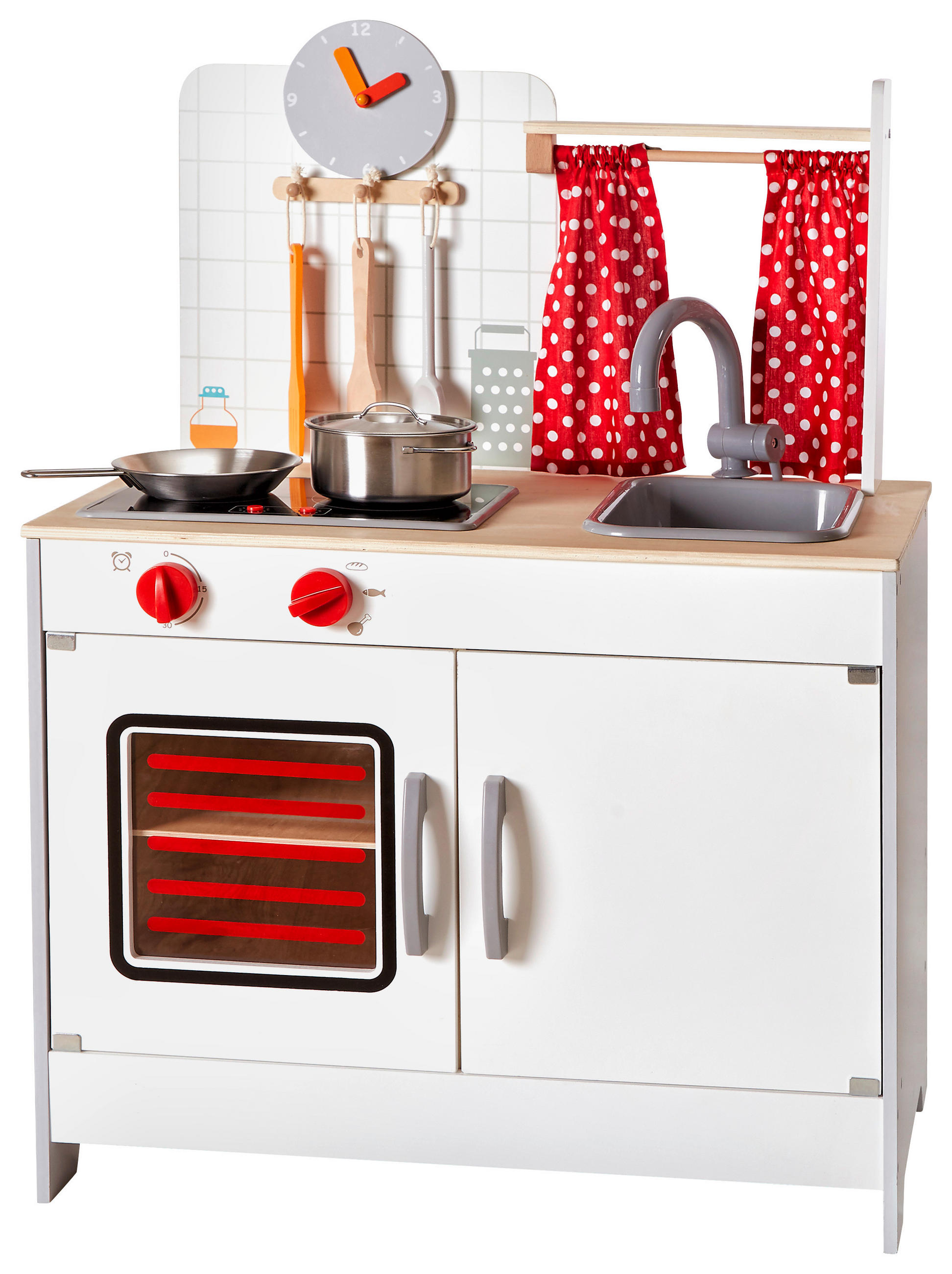 KINDERKÜCHE - Rot/Weiß, Natur, Holz/Holzwerkstoff (60/36/82cm) - Ben'n'jen
