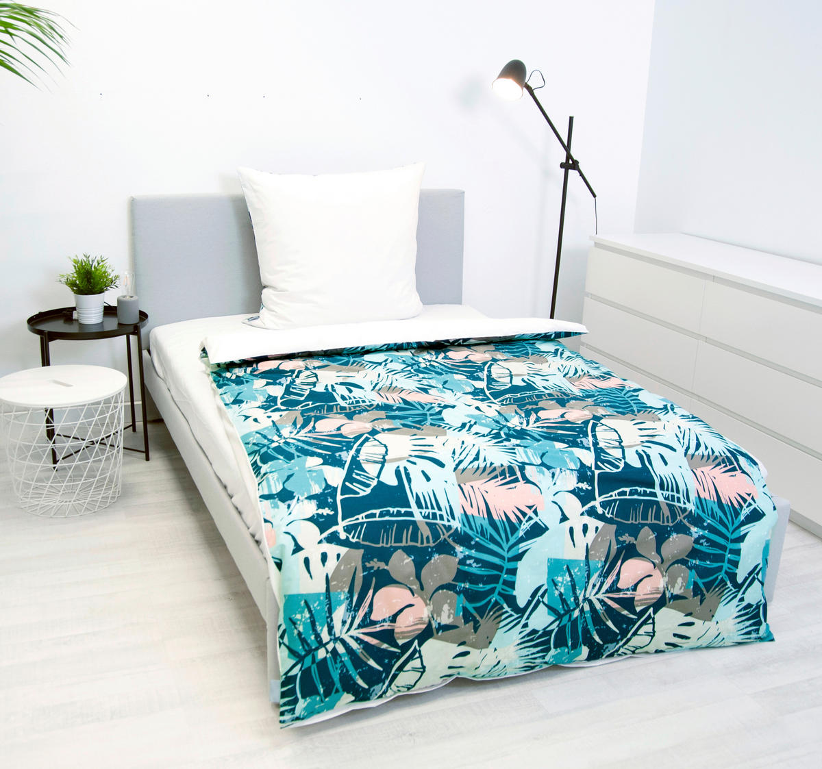 WENDEBETTWÄSCHE 2-teilig 155/220 cm  - Petrol/Weiß, Basics, Textil (155/220cm) - Bench