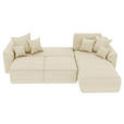 ECKSOFA Beige Cord  - Chromfarben/Beige, KONVENTIONELL, Kunststoff/Textil (293/195cm) - Carryhome