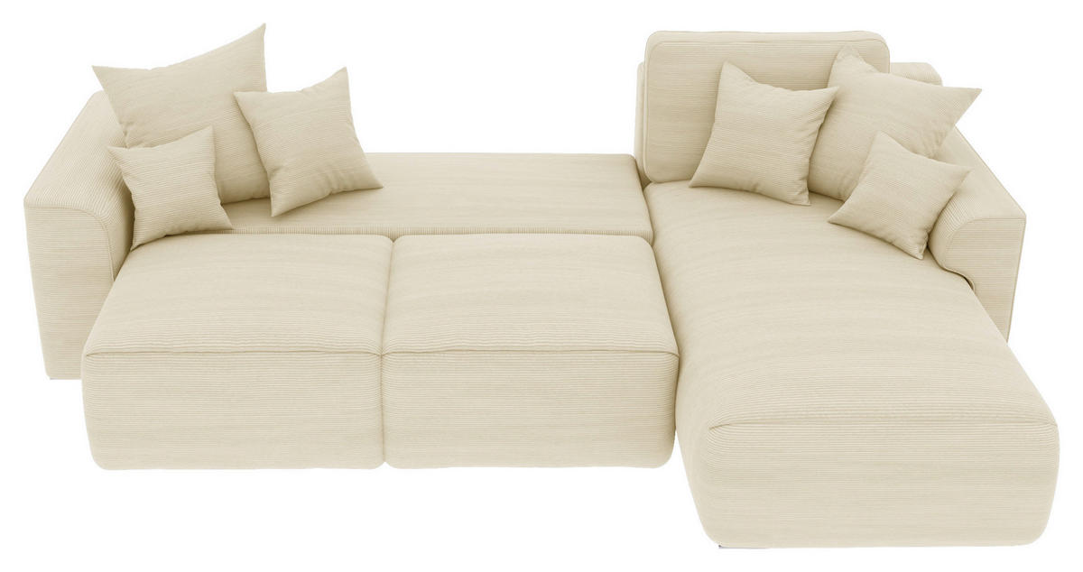 ECKSOFA in Cord Beige  - Chromfarben/Beige, Konventionell, Kunststoff/Textil (293/195cm) - MID.YOU