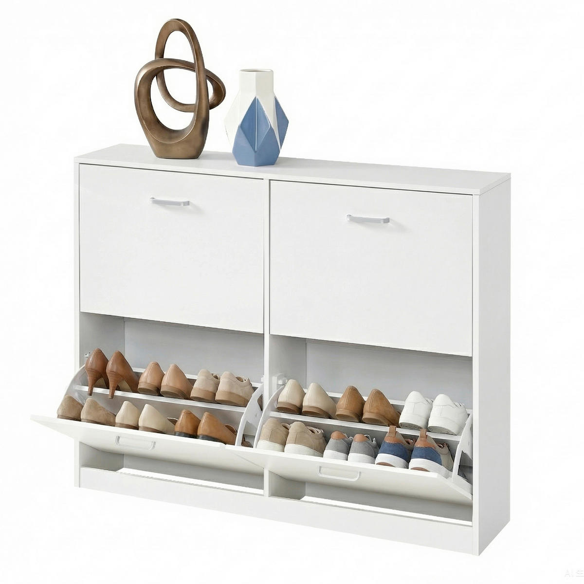 SCHUHKIPPER  in 105,5/82,7/24 cm  - Silberfarben/Weiß, Trend, Holzwerkstoff/Metall (105,5/82,7/24cm) - Boxxx